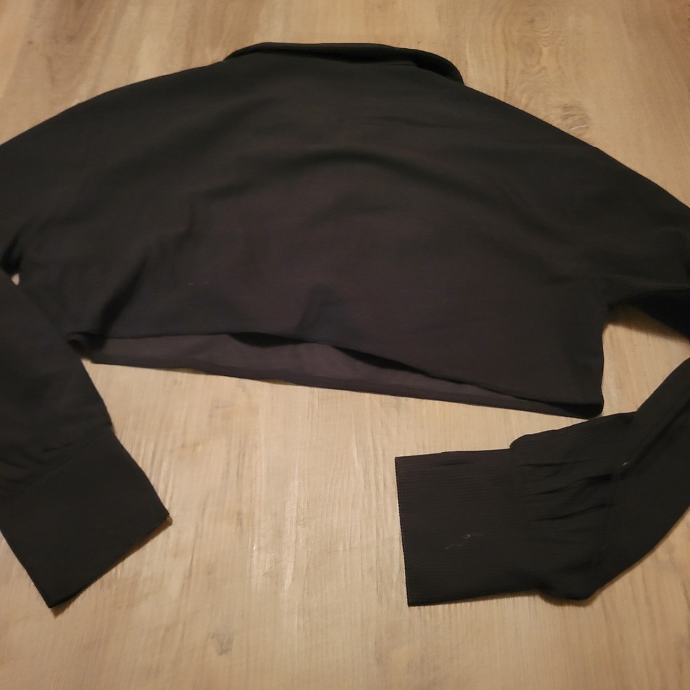Area Stars Women Crop Top Large Black Polyester Textured Long Sleeve Casual - Picture 7 of 8